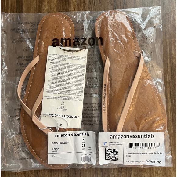 NEW Amazon Essentials Thong Sandal Beige Flat Casual Summer Beach Size 7 - Picture 7 of 8